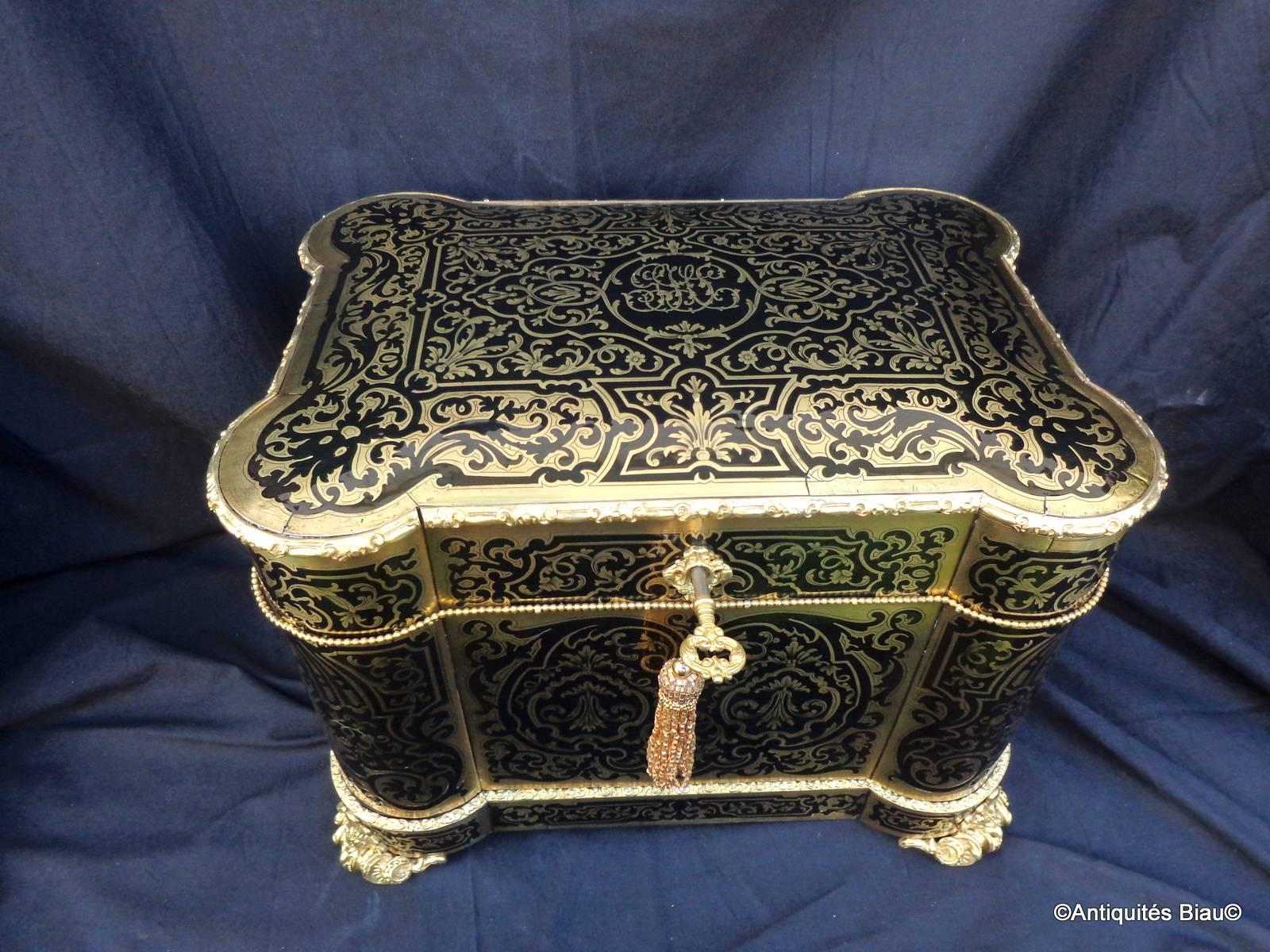 Tantalus Box Complete Stamped Tahan in Boulle Marquetry Napoleon III Period 2