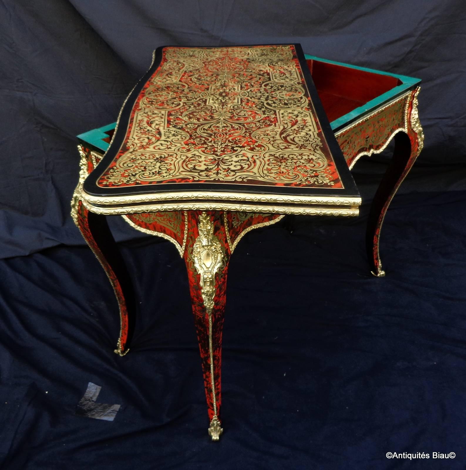Games Table in Boulle Marquetry Napoléon III Period, 19th Century In Excellent Condition In Manduel, FR