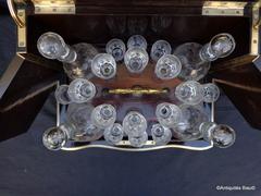 Tantalus Box in Boulle Marquetry Napoleon III Period 19th Original Crystal