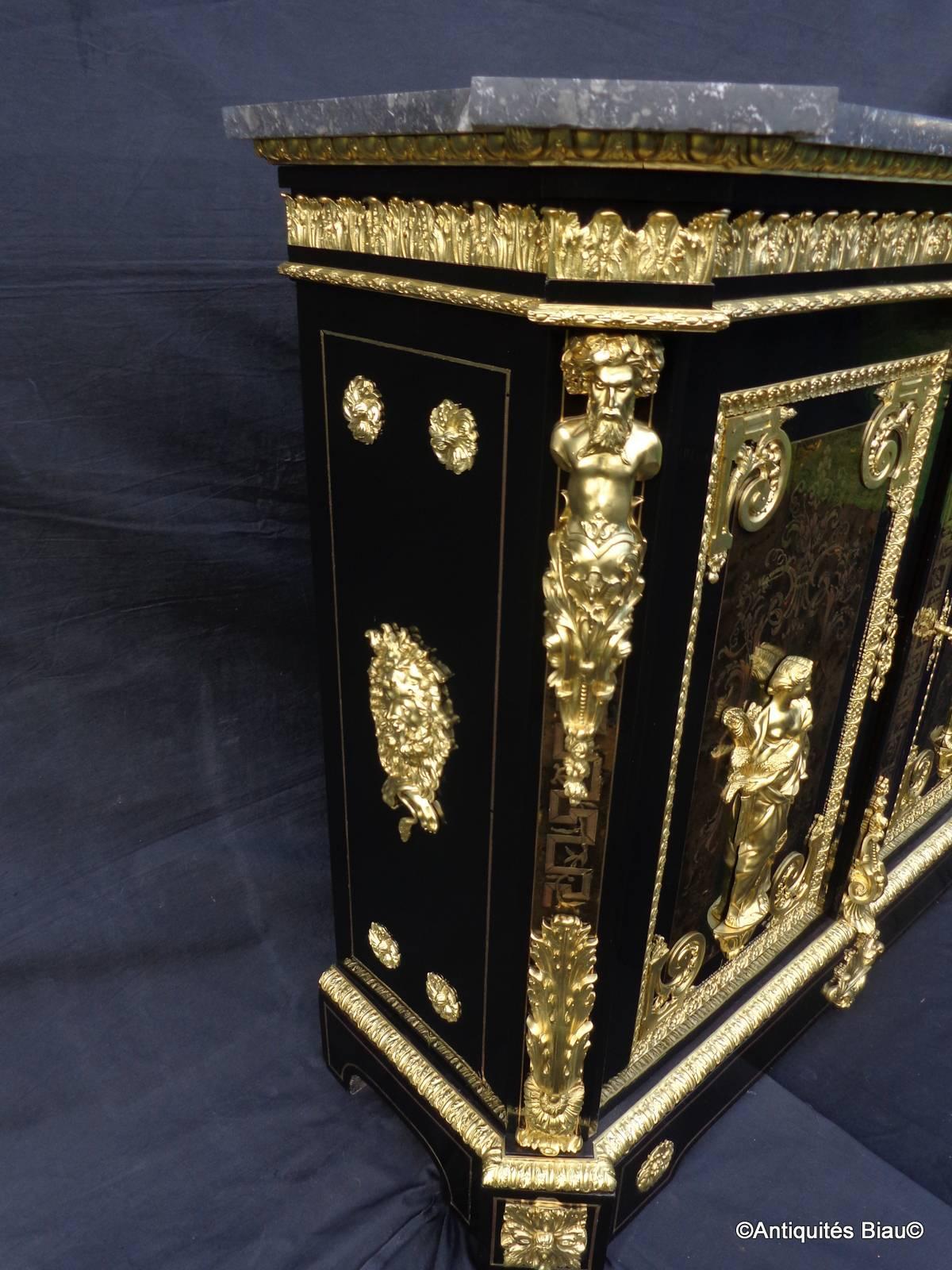 Cabinet Stamped BéFort Jeune Louis XIV Richly Bronzed, 19th Century 2
