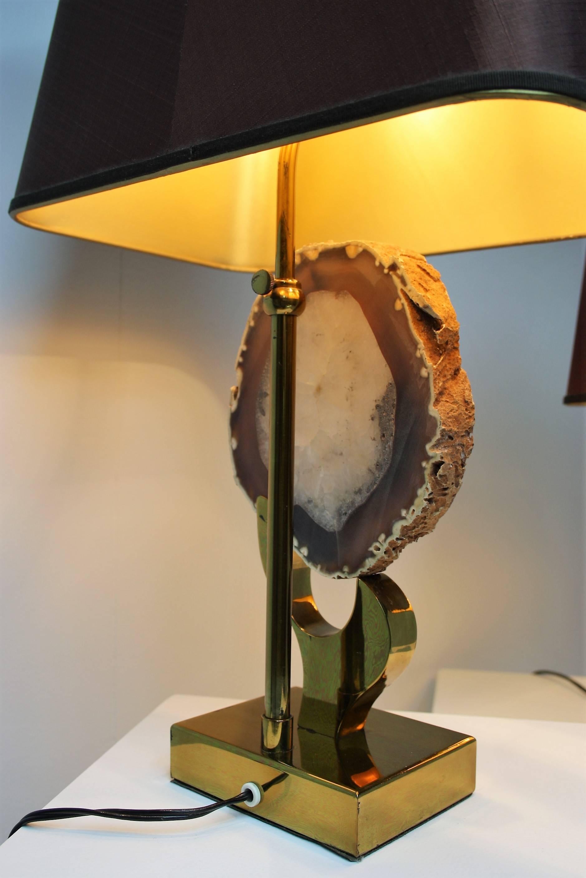 Pair of Willy Daro Brass and Agate Table Lamps, 1970s 1