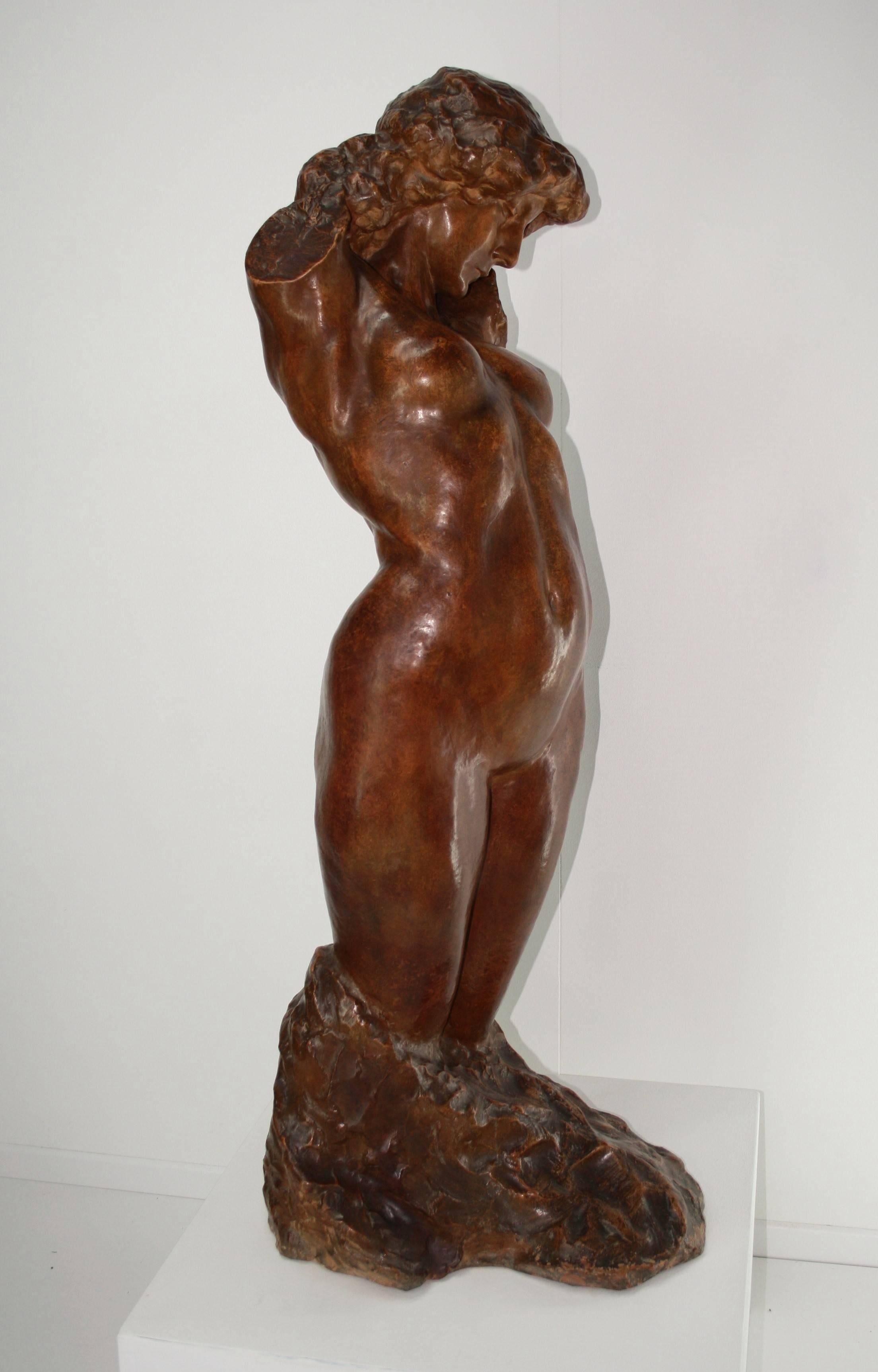 Belgian Life-Size Art Deco Terracotta Sculpture from Georges Petit, 1919