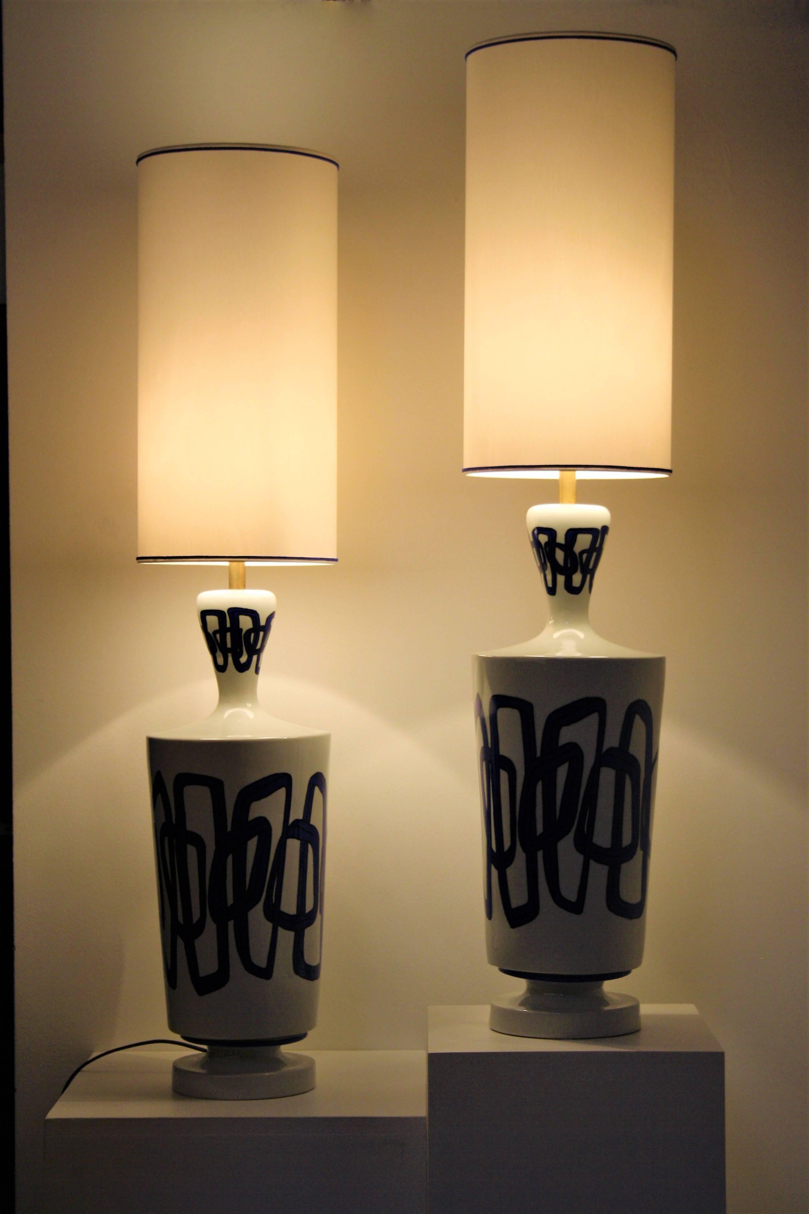 20th Century Pair of Nicolas Blandin Ceramic Table Lamps