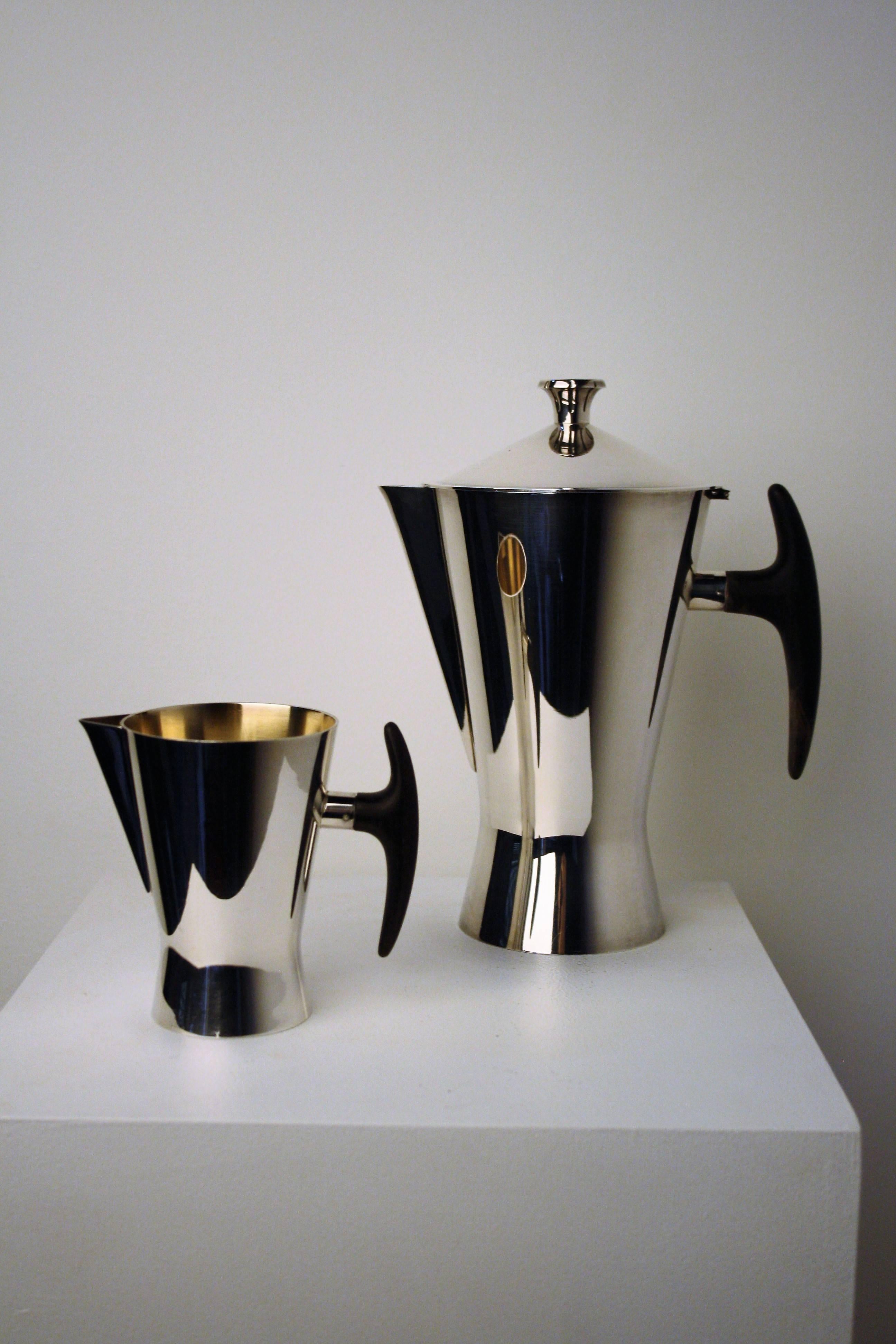 Mid-Century Modern 1950s Avant-Garde Silver Plated Coffee Tea Set