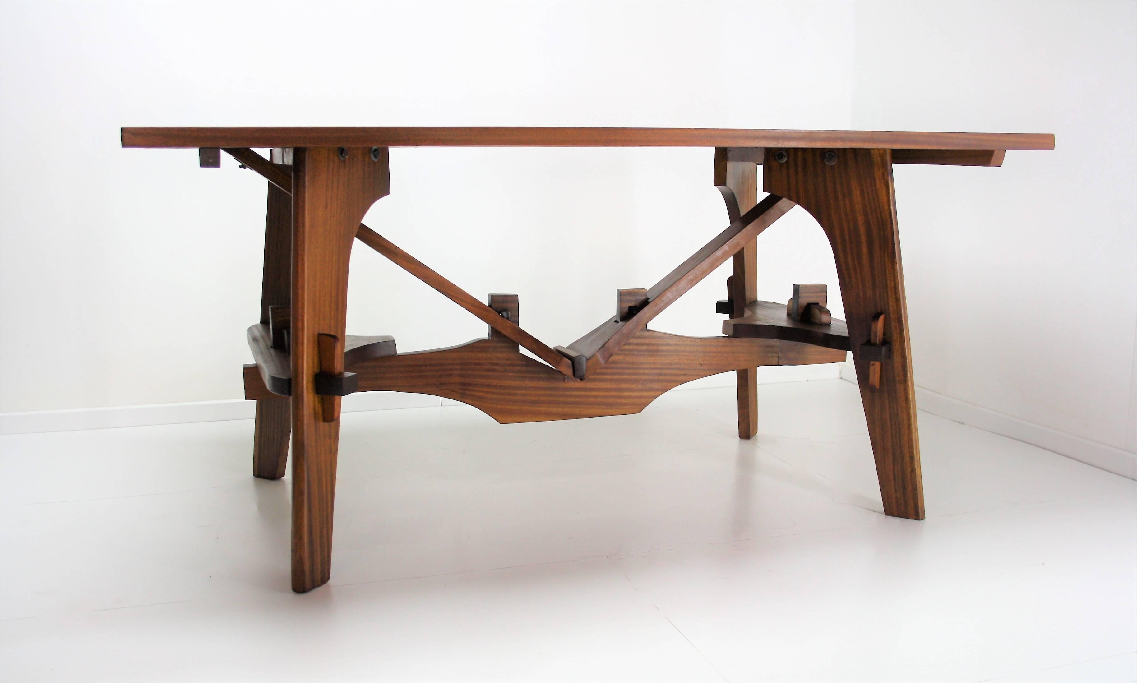 Exceptional Teak Wood Dining Table or Console Table, 1950s 1