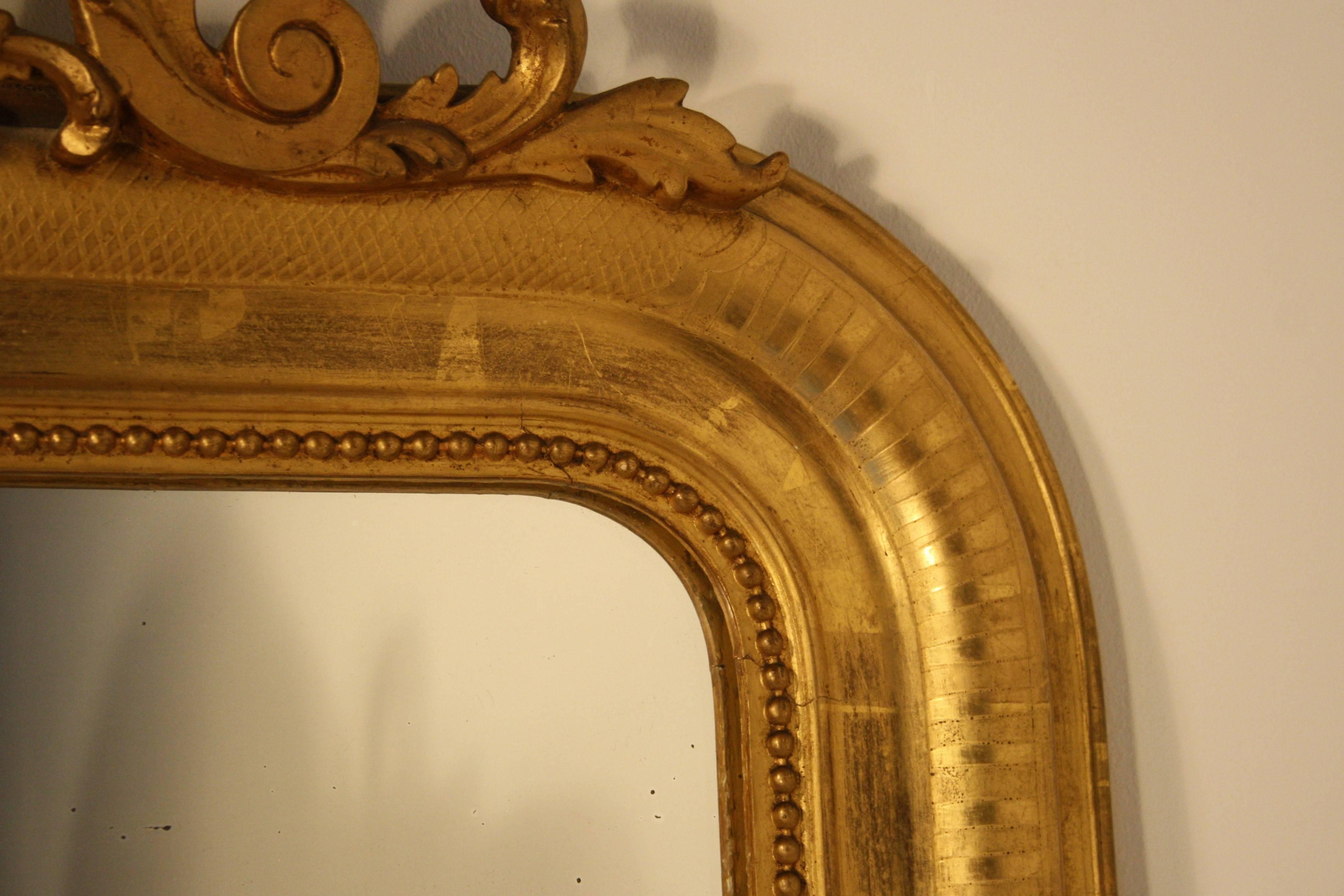 Mercury Glass French 19th Century Louis Philippe Gold Gilt Mirror