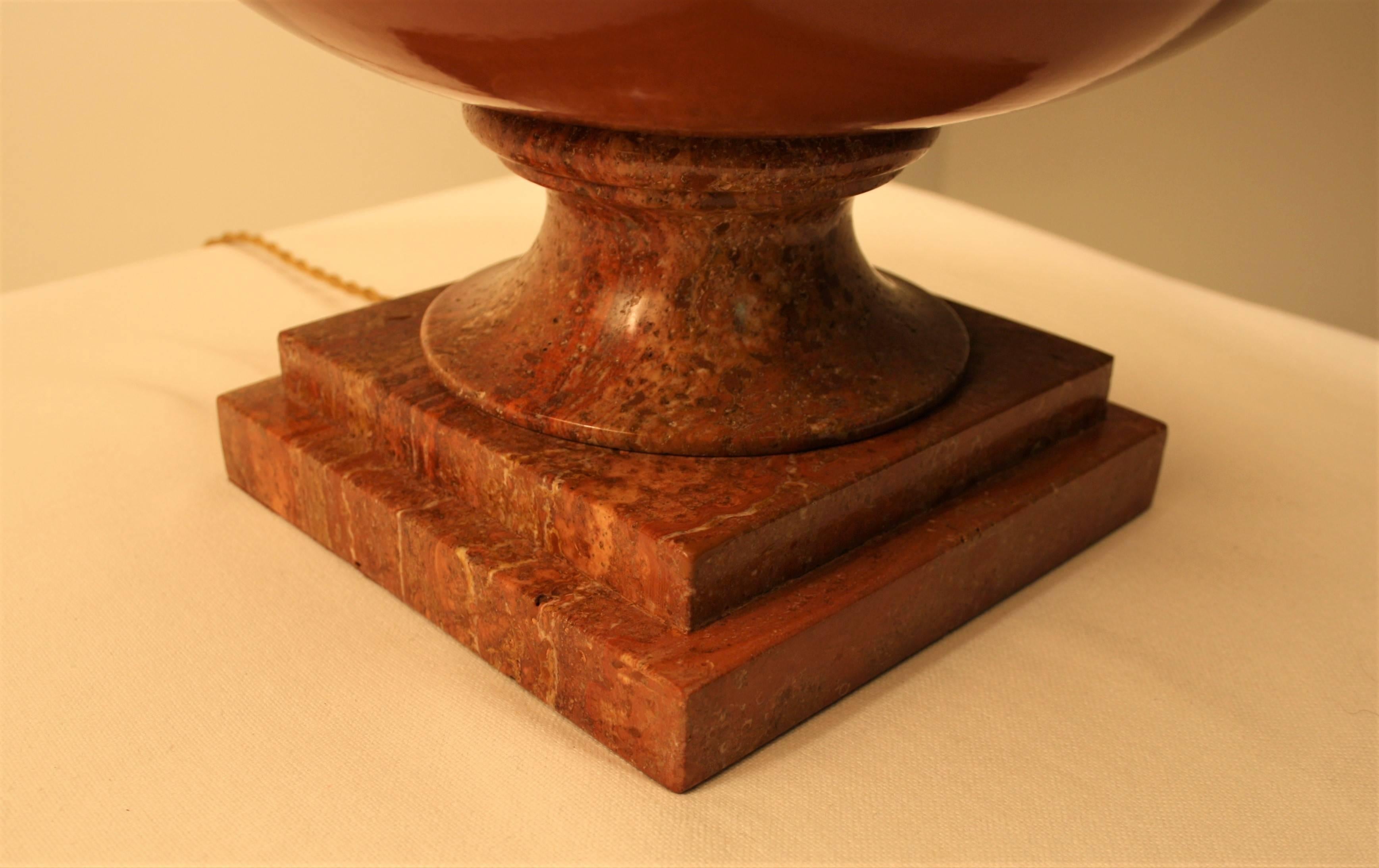 Very Large Pair of Red Travertine Lamps, 1970s In Good Condition In Belgium, BE