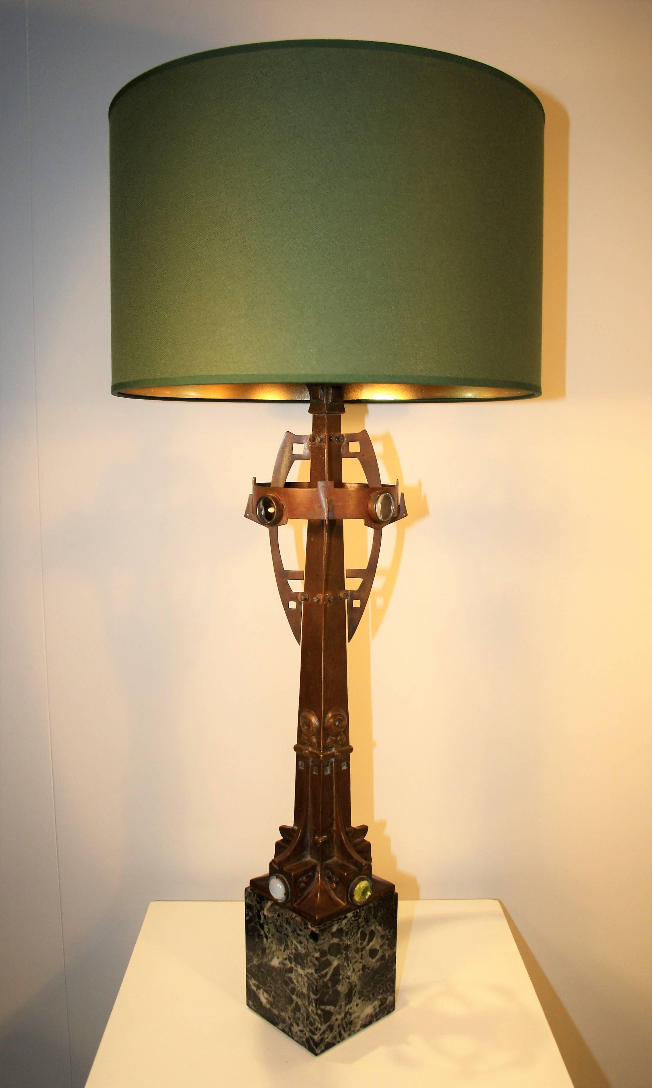 Art Nouveau Paul Hamesse Bronze Table Lamp, 1904 In Good Condition In Belgium, BE