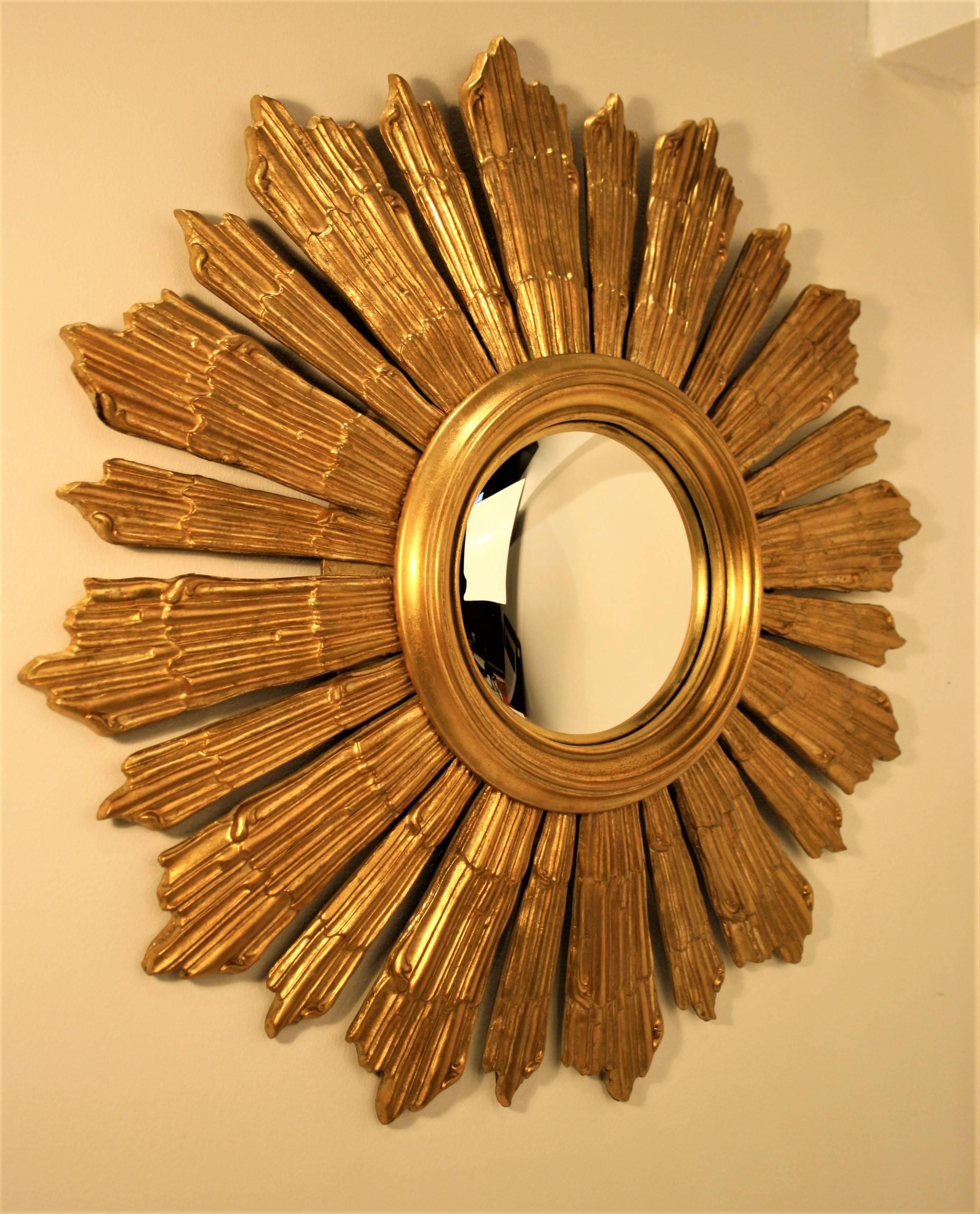 French Giltwood Sunburst Mirror, 1940s 1