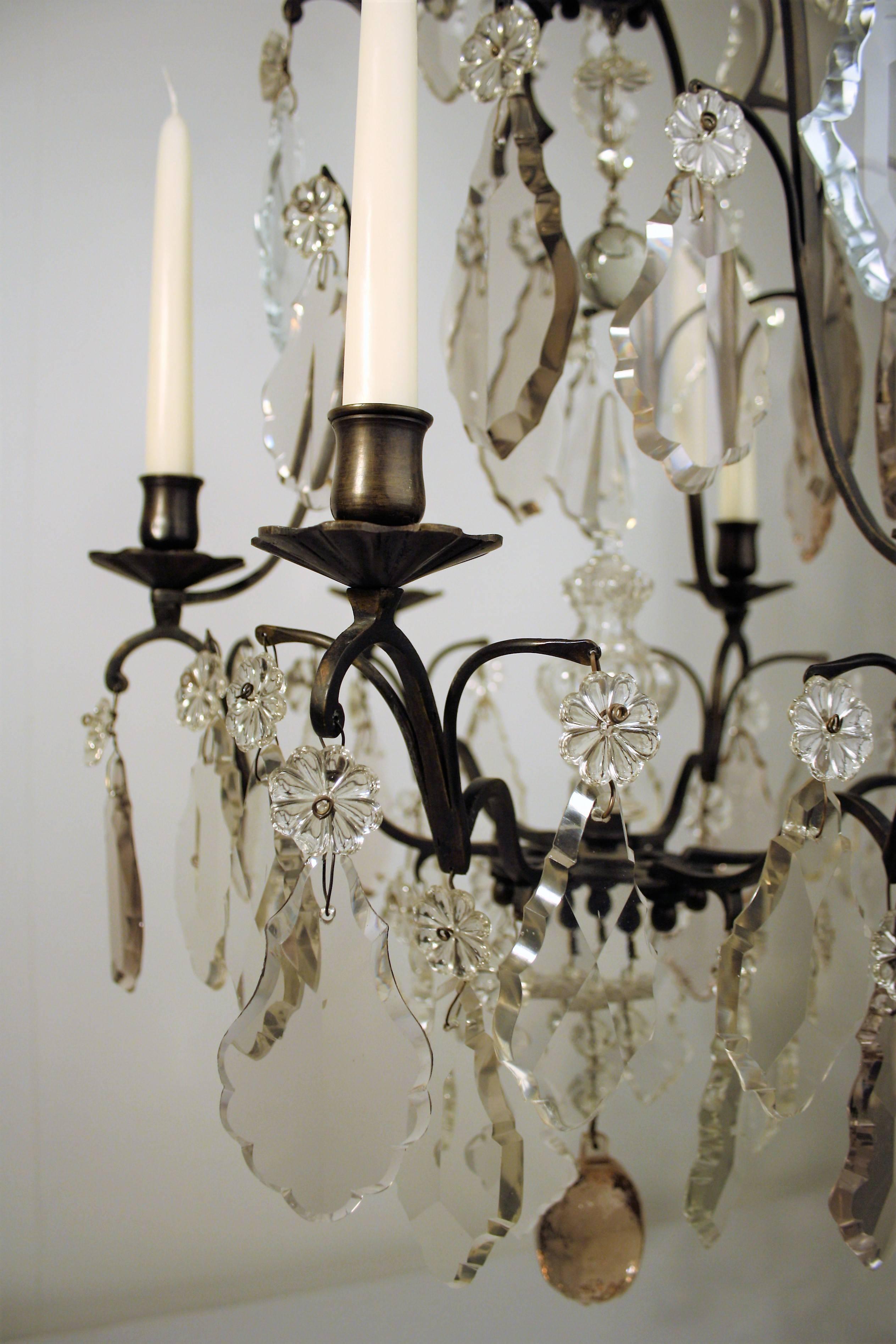 Patinated 18th Century, Louis XV Period Crystal Chandelier For Sale