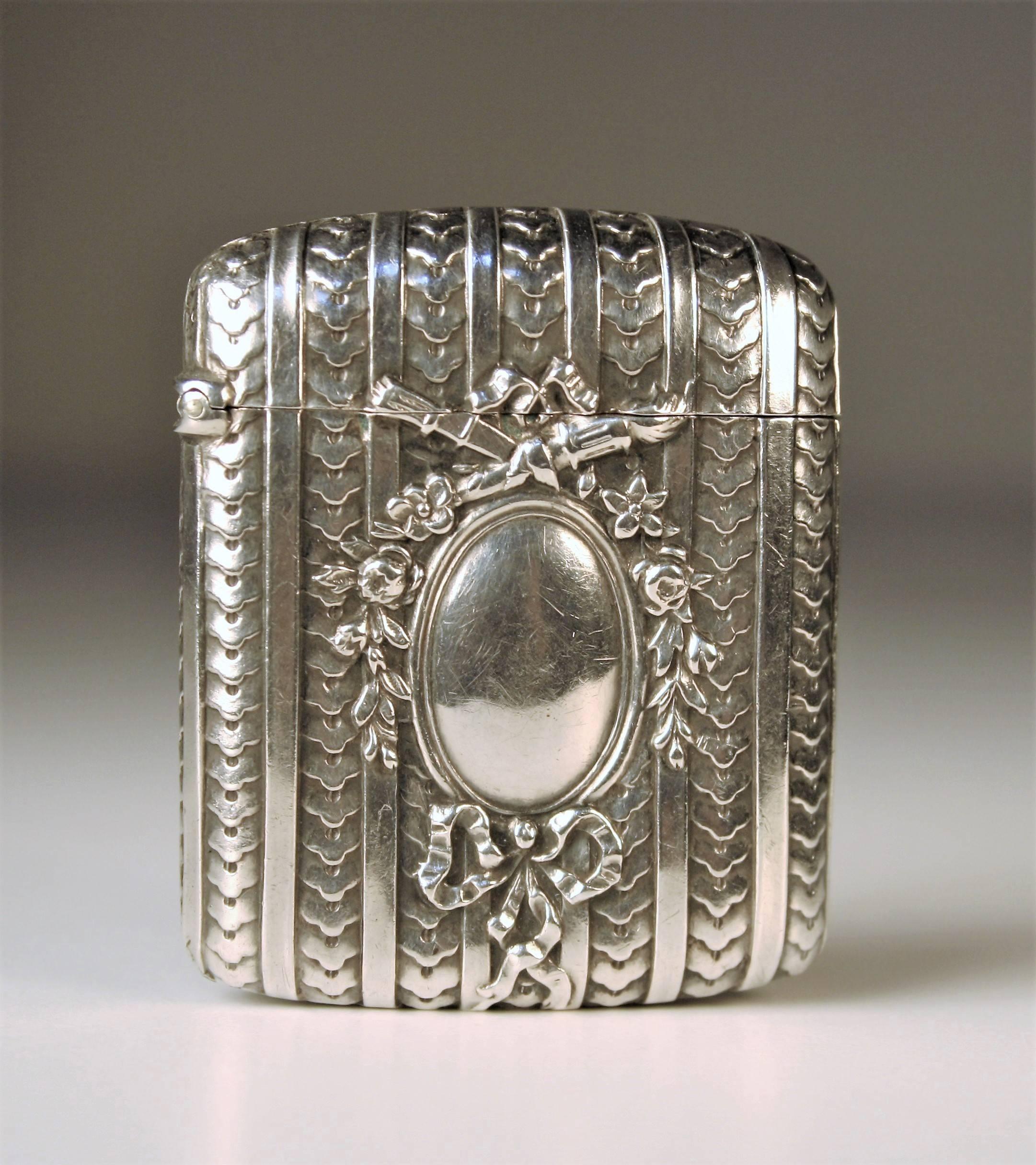 French Sterling Silver Vesta Case, Late 19th Century 2