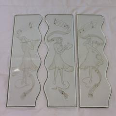 Illuminated Music Muses Crystal Side Coffee Table Luigi Brusotti Italy 1940’s