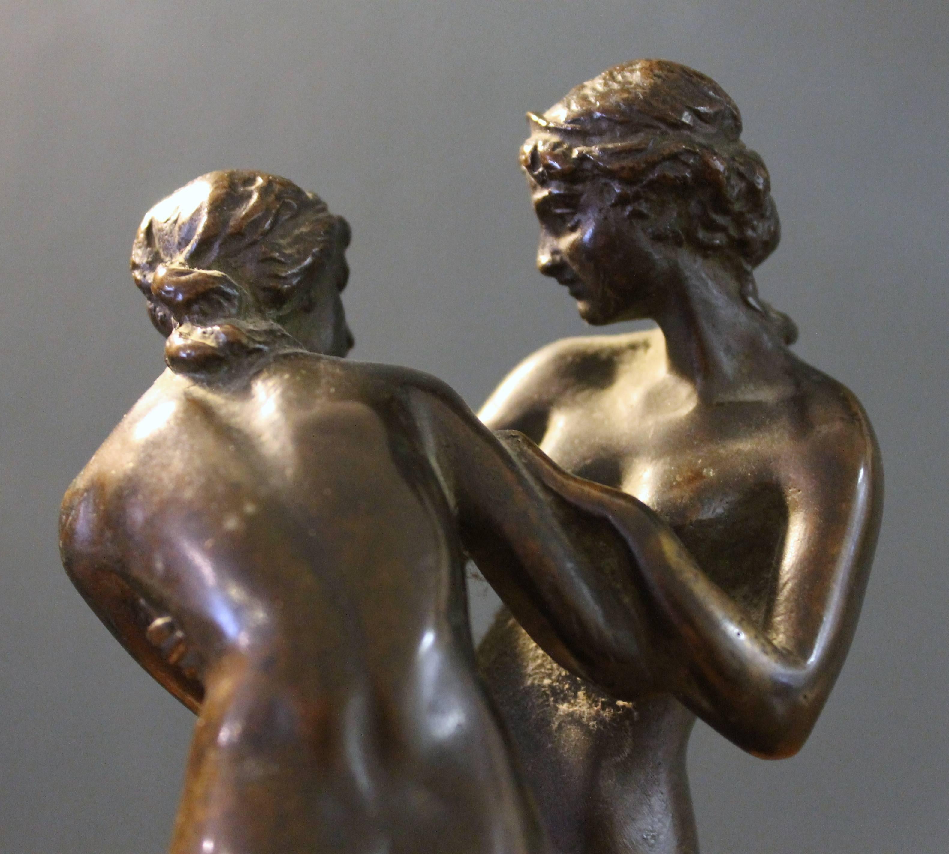 Italian Bronze Sculpture Women Wrestling 