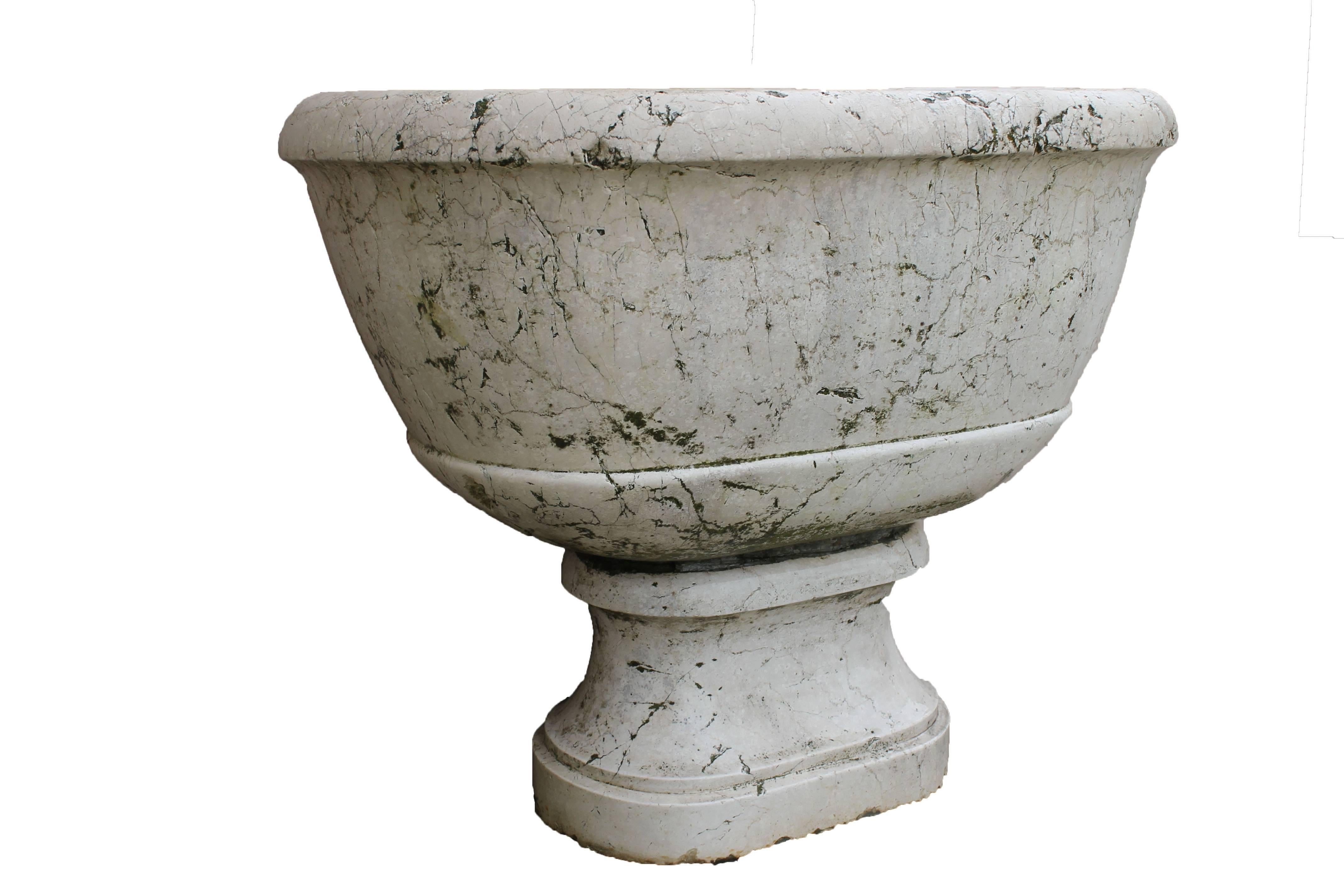 Empire Italian Neoclassical Garden  Fountain in White Marble For Sale