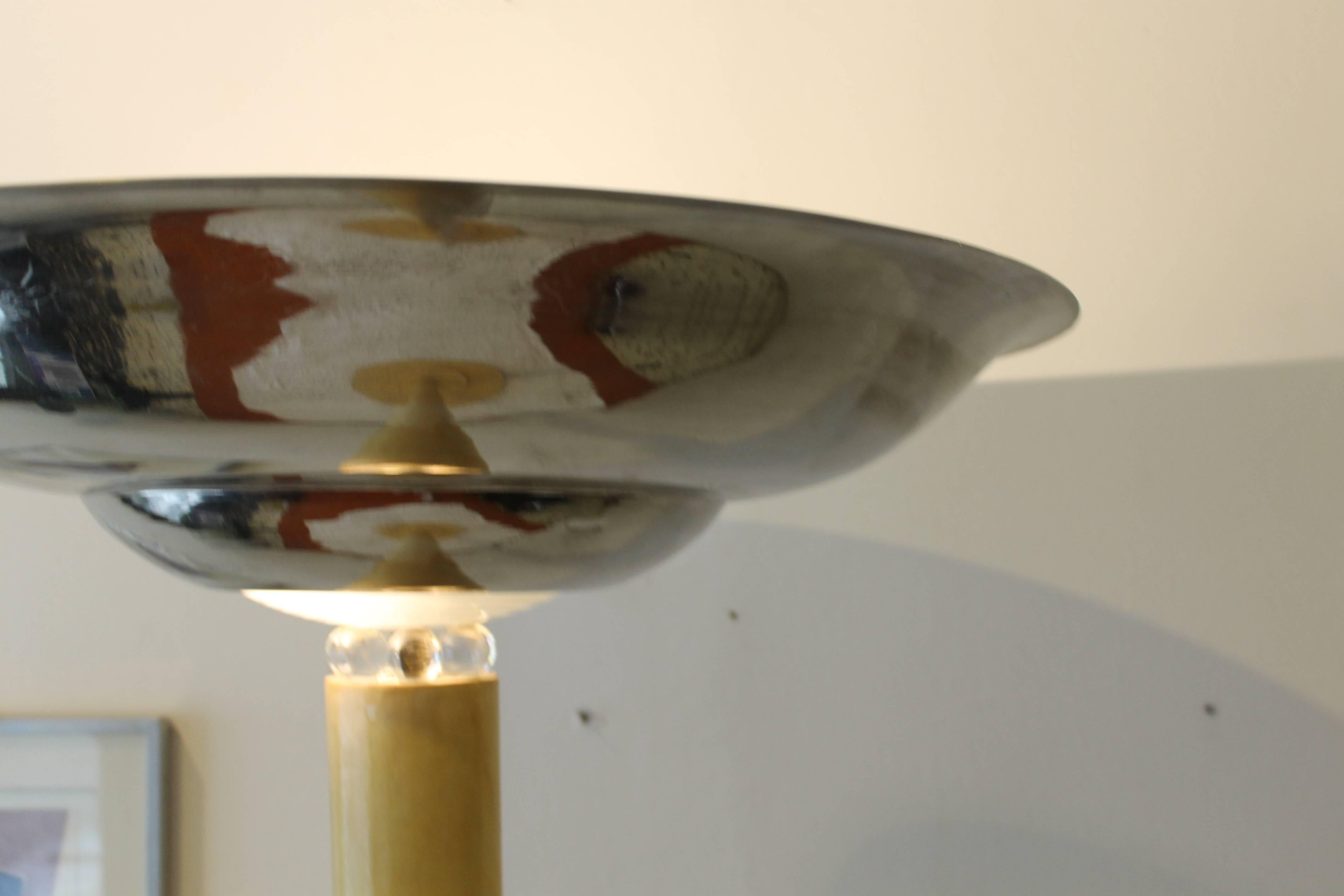 Art Deco Lamb Skin and Metal Chrome Top Scandinavian Floor Lamp 1935 circa In Excellent Condition In Sacile, PN