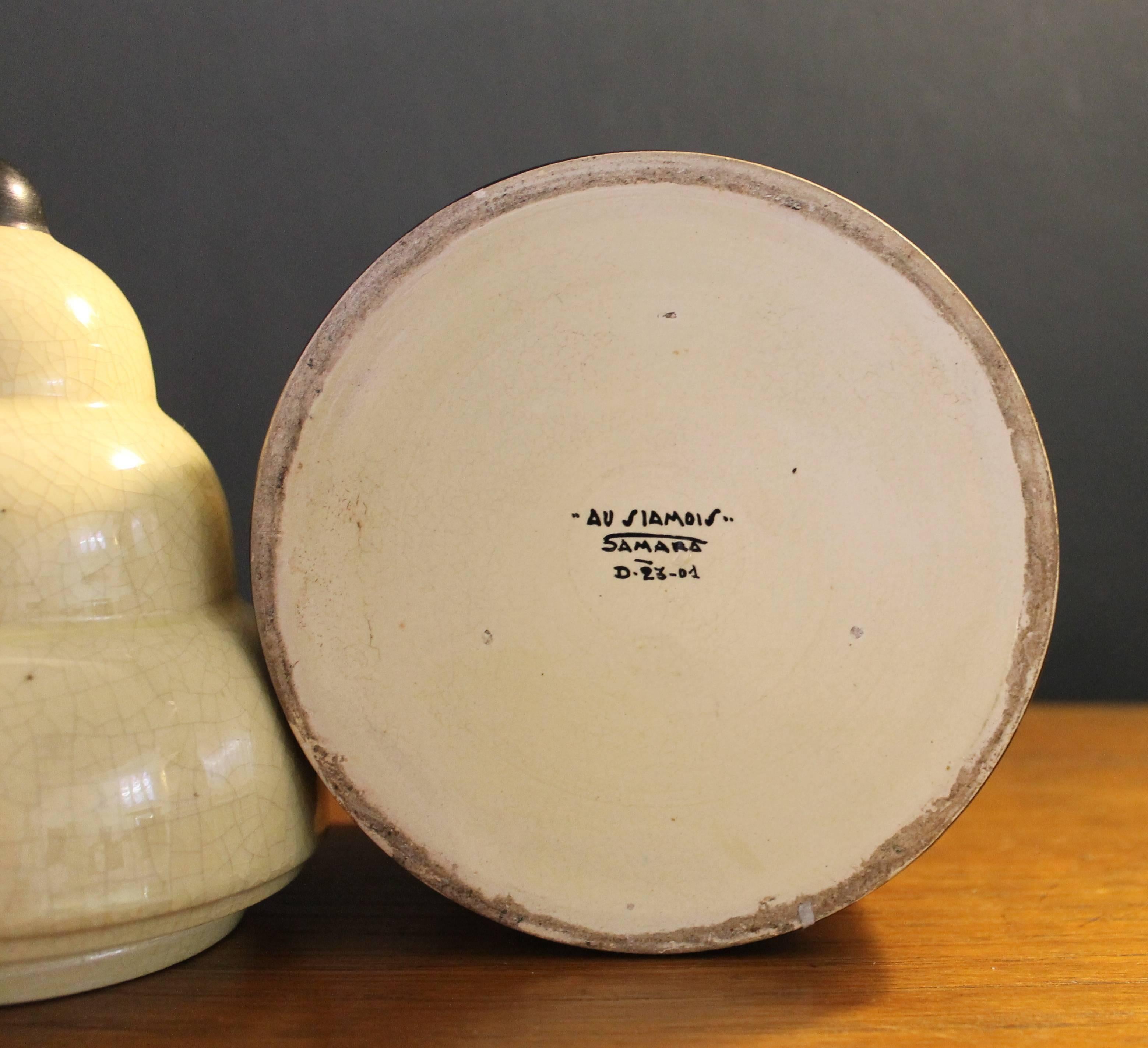 Art Deco Ceramic Vase with Lid Montières 