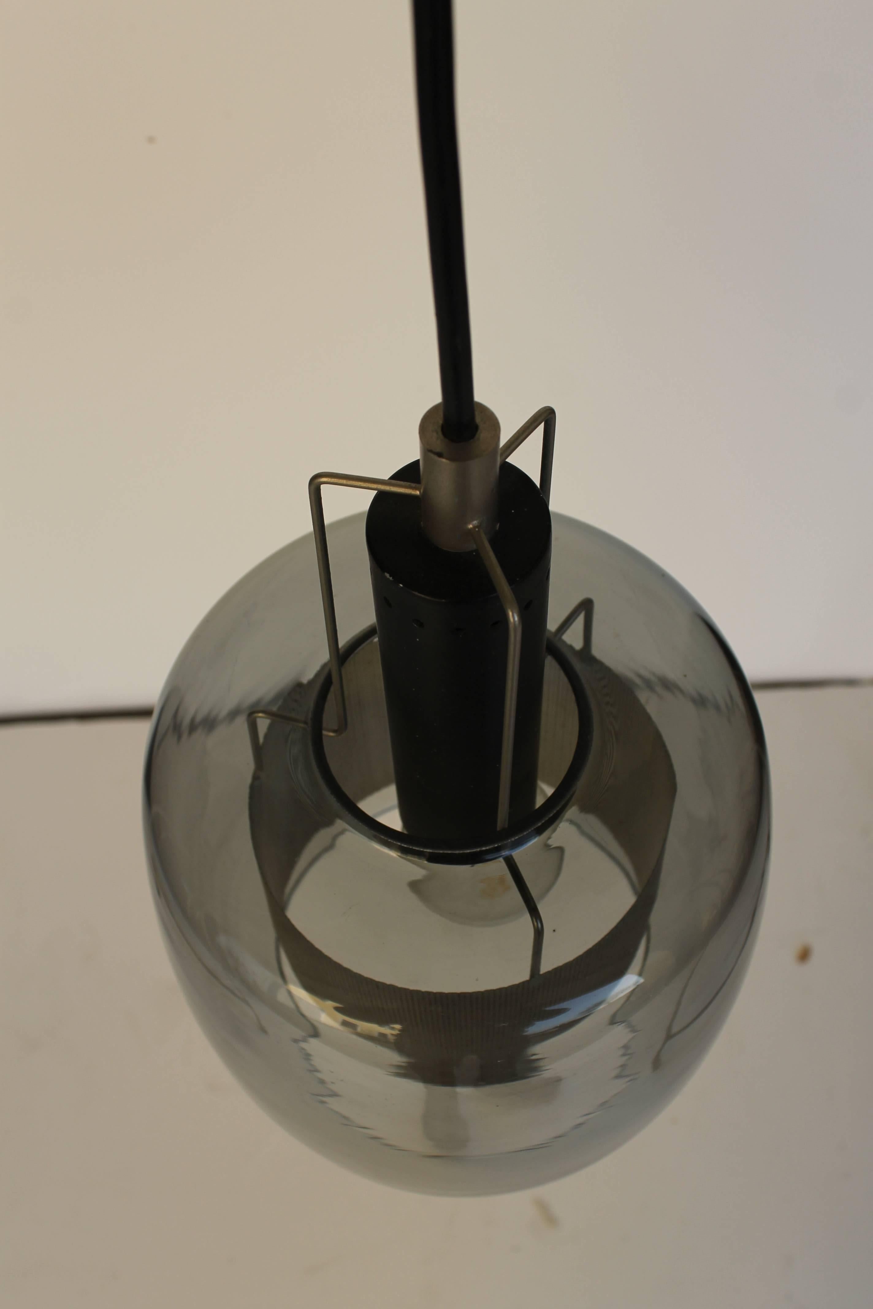 Polished Vintage Lamp with Pierced Surface and Glass Bell For Sale