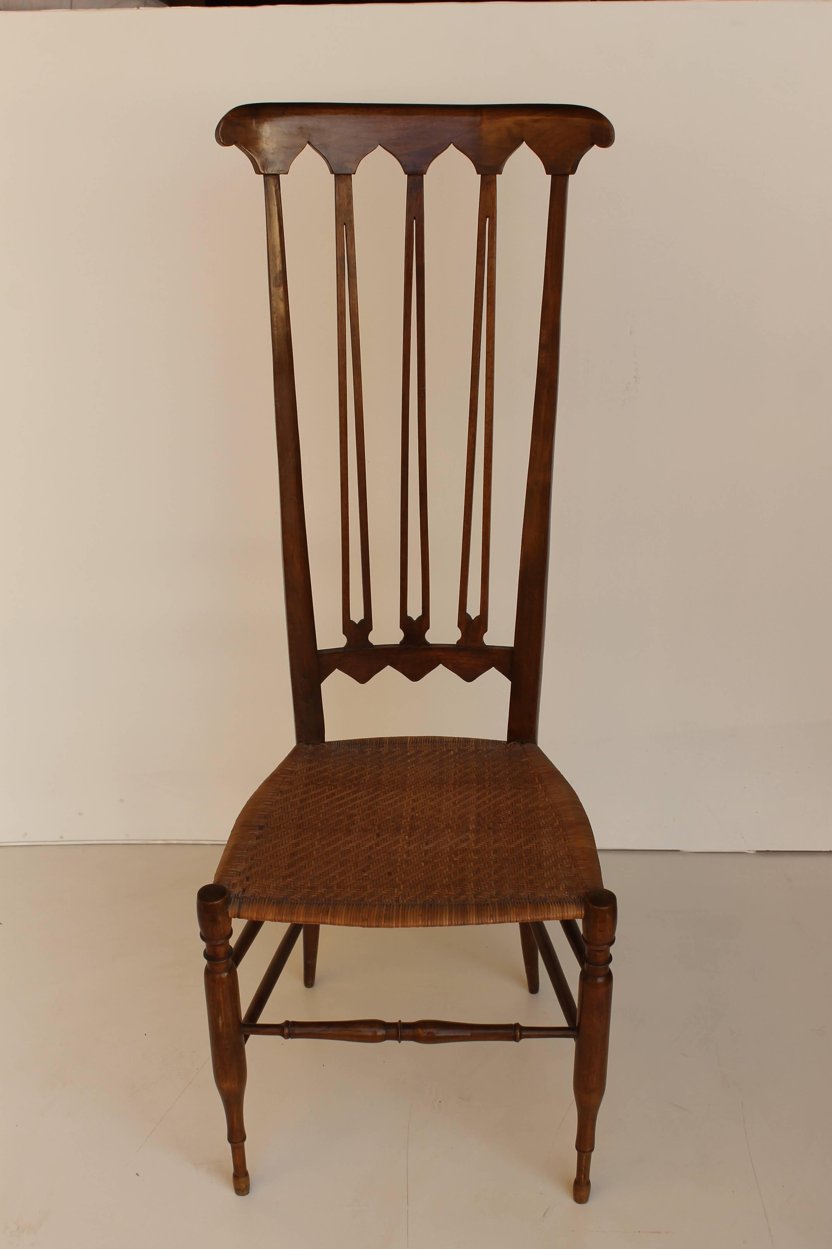 Mid-Century Modern Two Walnut Wood Chiavari Chairs