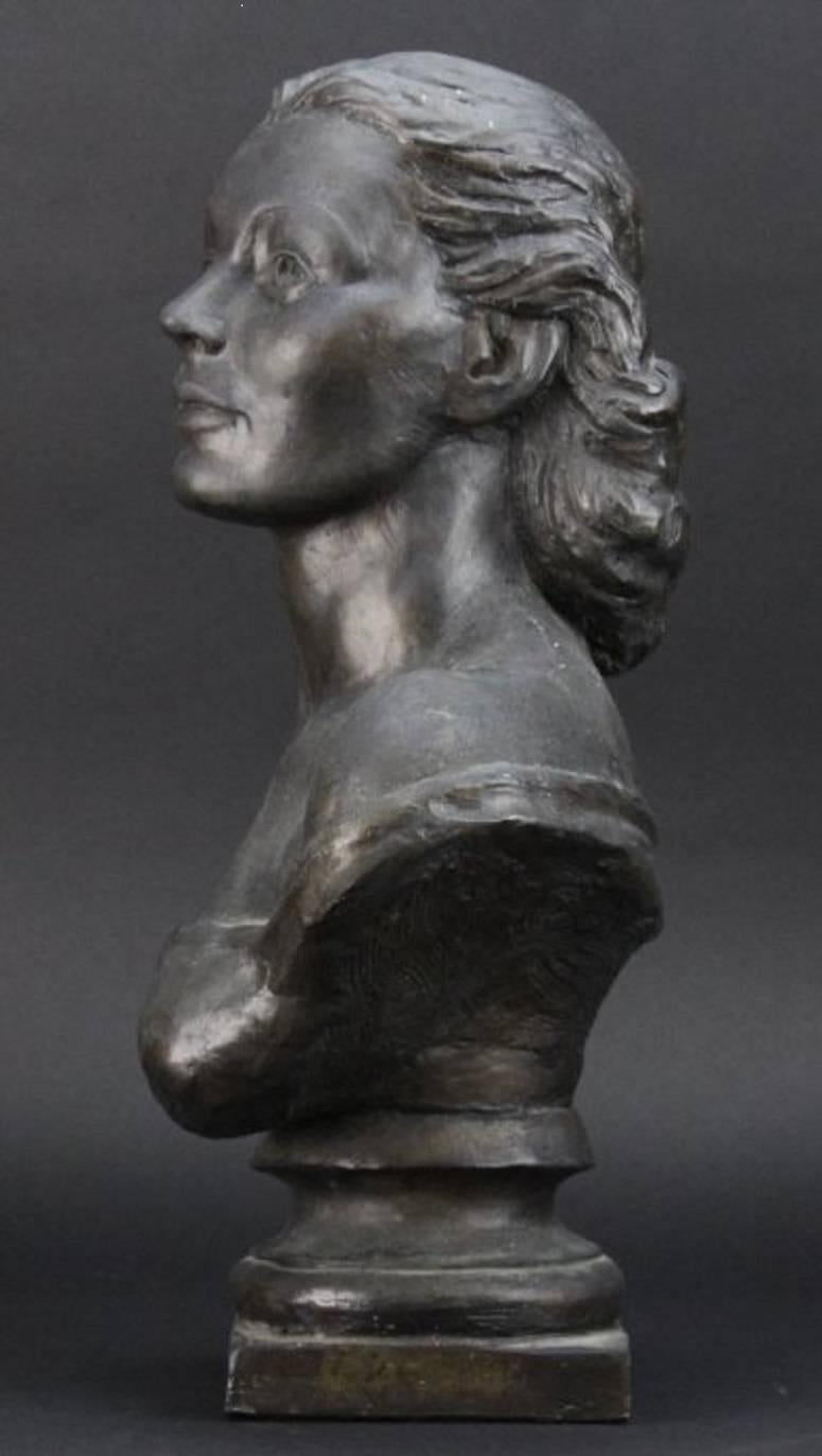 20th Century Bronze Female Bust by American Sculptor Wheeler Williams In Good Condition In Houston, TX