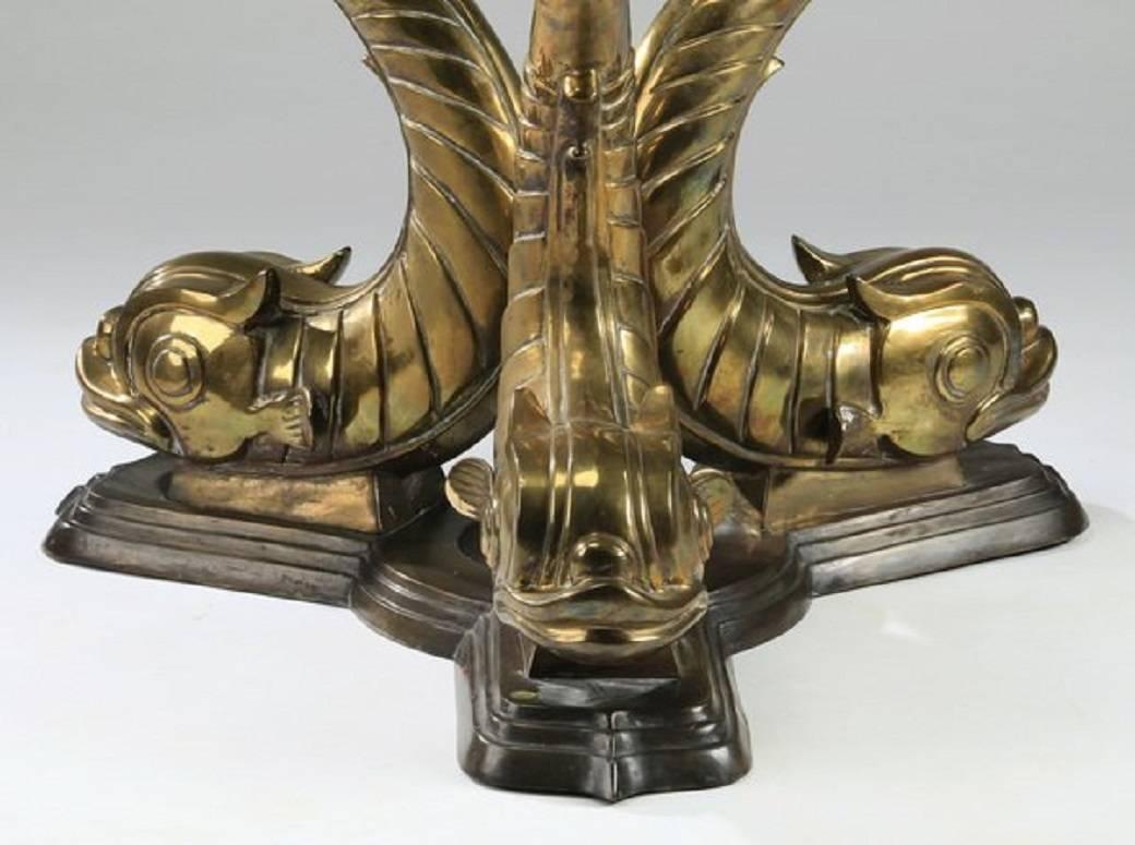 Italian Hollywood Regency Dolphin Center or Dining Table Base, circa 1975 For Sale