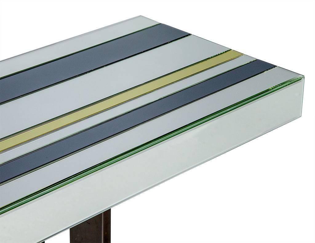 Tri Color Striped Mirror Console Table in the Style of Romeo Rega For Sale 1