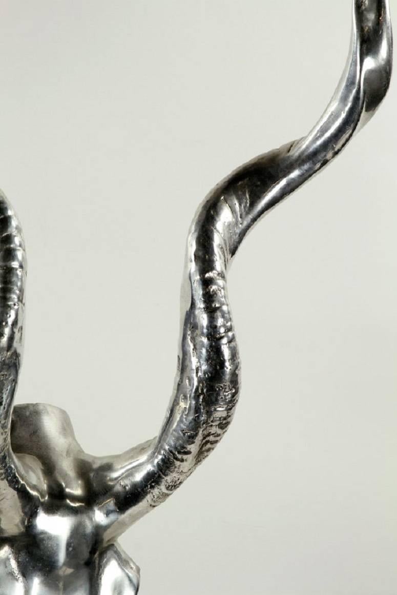 Striking aluminium sculpture of a kudu antelope skull by the Arthur Court company. Marked 