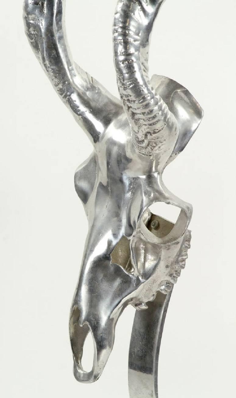 American 20th Century Arthur Court Kudu Antelope Skull Sculpture on Pyramid Base For Sale