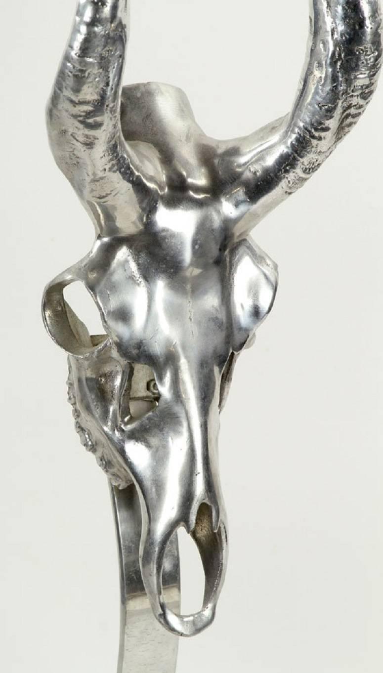 Cast 20th Century Arthur Court Kudu Antelope Skull Sculpture on Pyramid Base For Sale