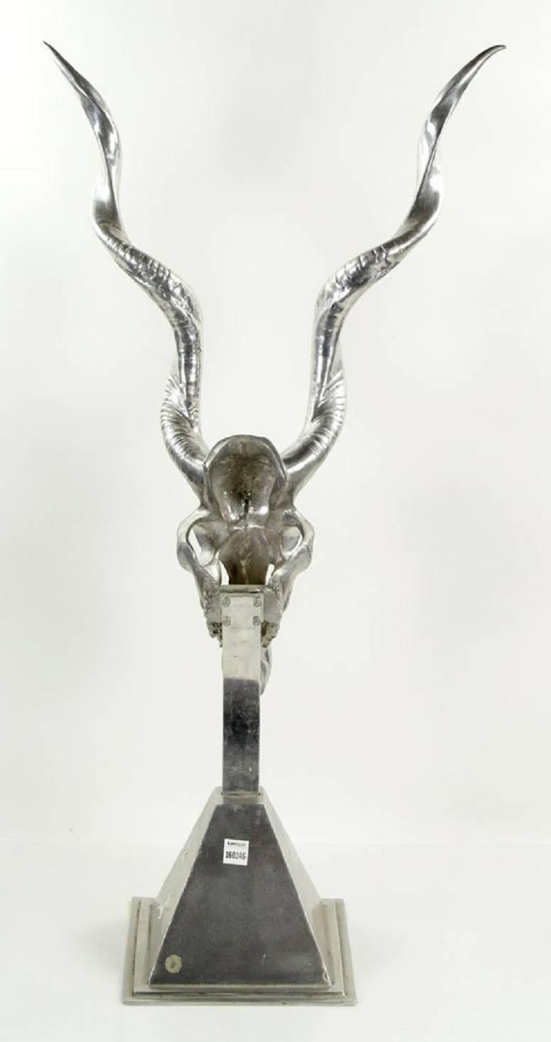 20th Century Arthur Court Kudu Antelope Skull Sculpture on Pyramid Base For Sale 1