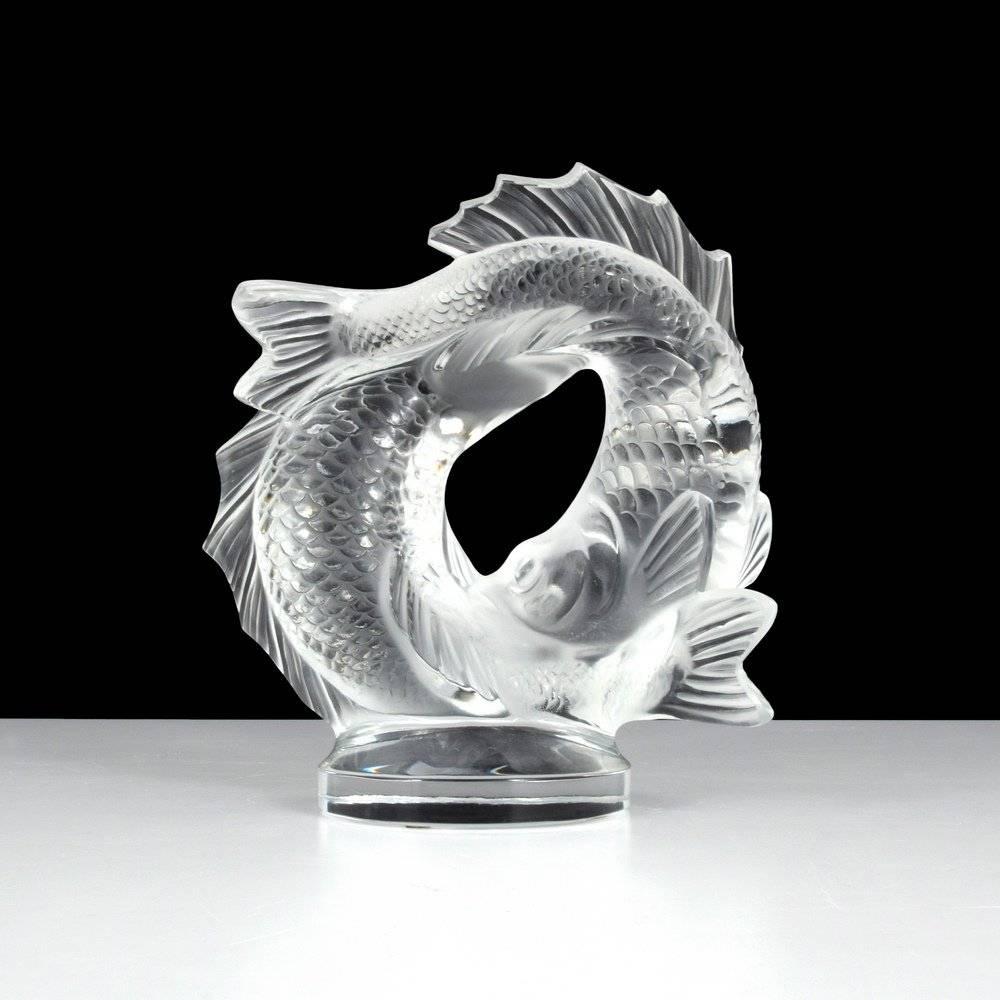 lalique double fish sculpture