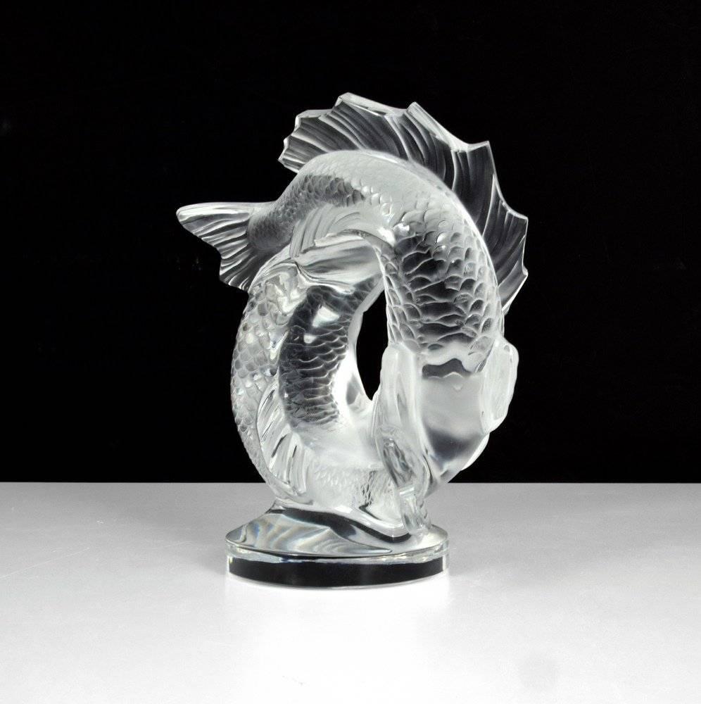 French Classic Lalique Clear Crystal Double Fish 