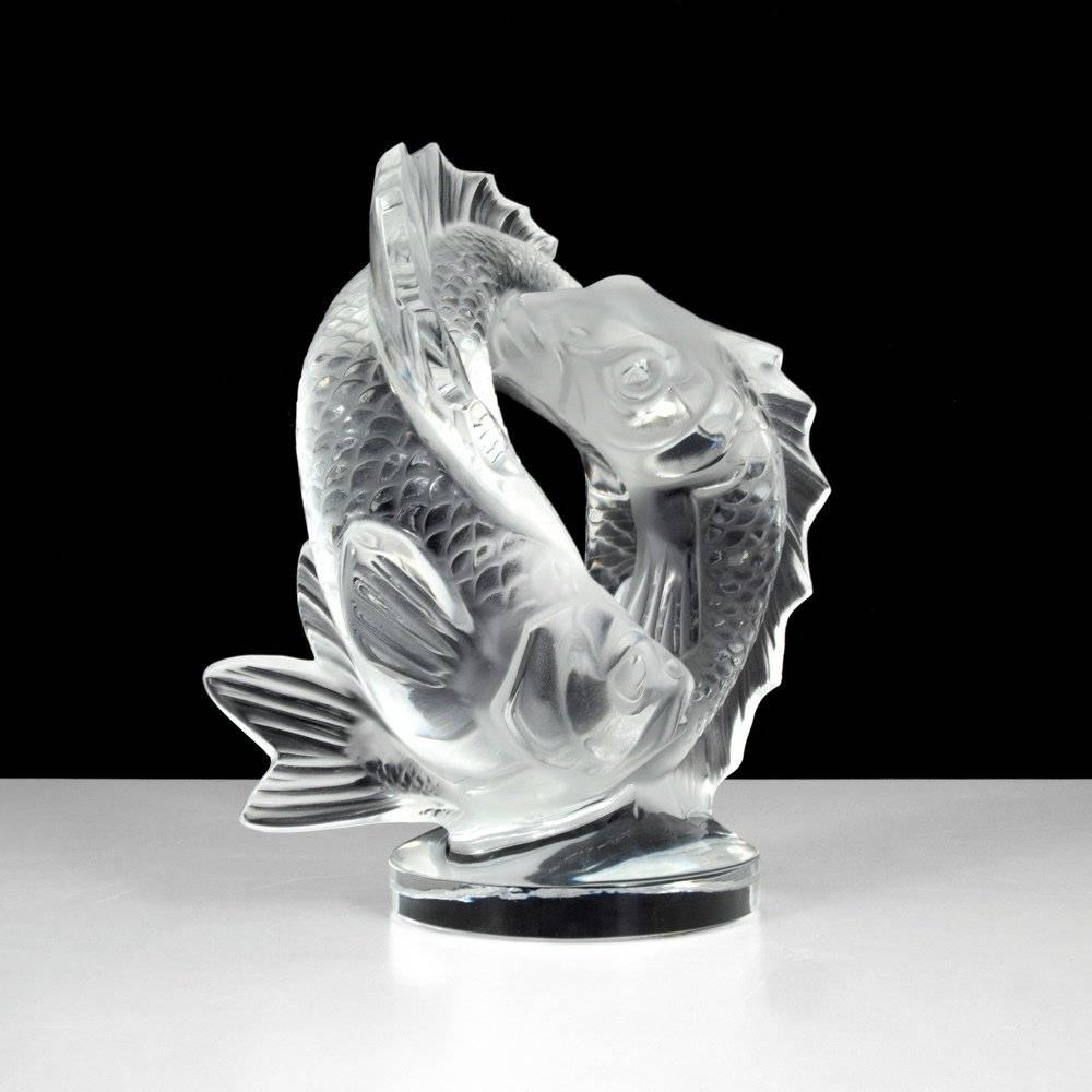 20th Century Classic Lalique Clear Crystal Double Fish 