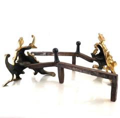 Charming Male, Female Pair of Louis XV Style Gilt Bronze Chenets, Andirons