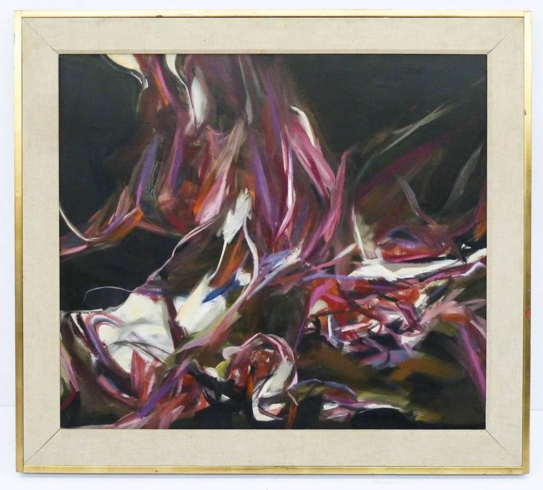 Framed Oil on Canvas Abstract Painting by Peter Lobello, 1962 In Excellent Condition For Sale In Houston, TX