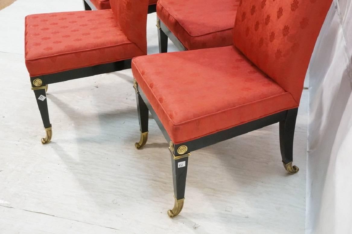 Six Regency Style Dining Chairs by Mastercraft with Brass Feet or Fittings In Good Condition In Houston, TX