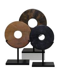Set of Three Marble Discs on Custom Metal Stands
