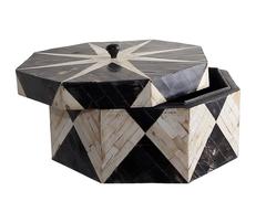 Tessellated Decorative Box of Horn and Bone in Star Pattern