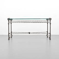 Mid-Century Hammered Iron Console Table in the Manner of Diego Giacometti