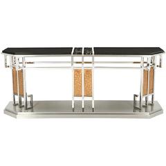 Incredible Mixed Metal and Mixed Stone Console Table by Lorin Marsh, circa 1980 4