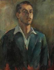 Oil on Canvas Portrait of Handsome Young Man in Suit