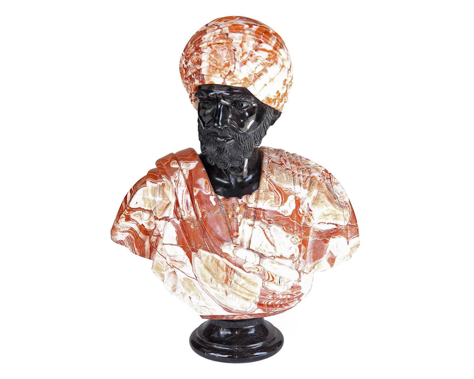 Other Large Marble Bust of Man Wearing Turban in the Orientalist Style, circa 1920 For Sale