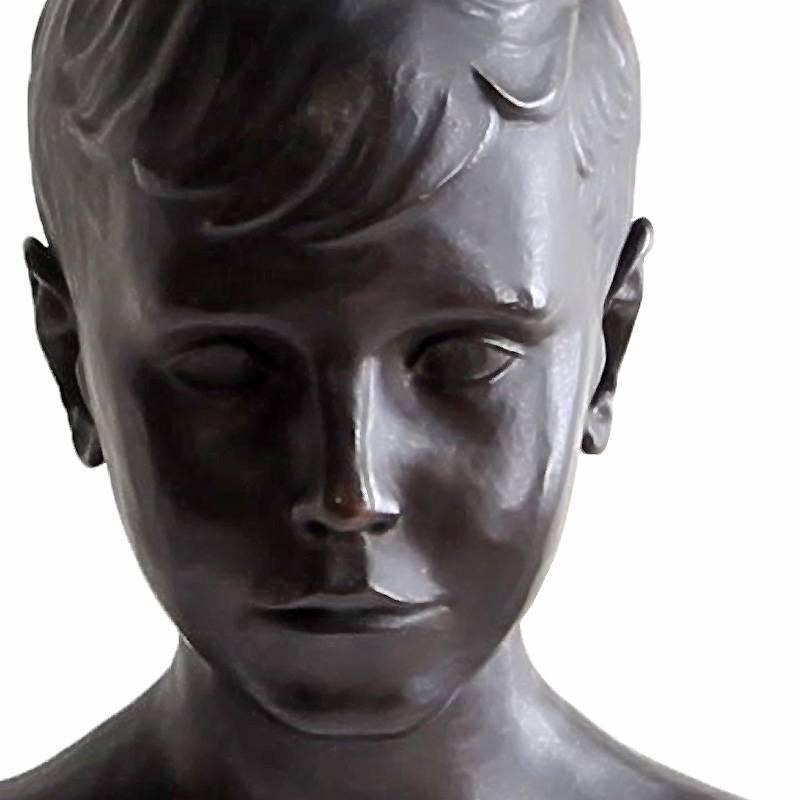 Unknown Bronze Bust of Handsome Young Man, circa 1920s