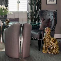 20th Century Italian Statue of Seated Leopard with Hand-Painted Details