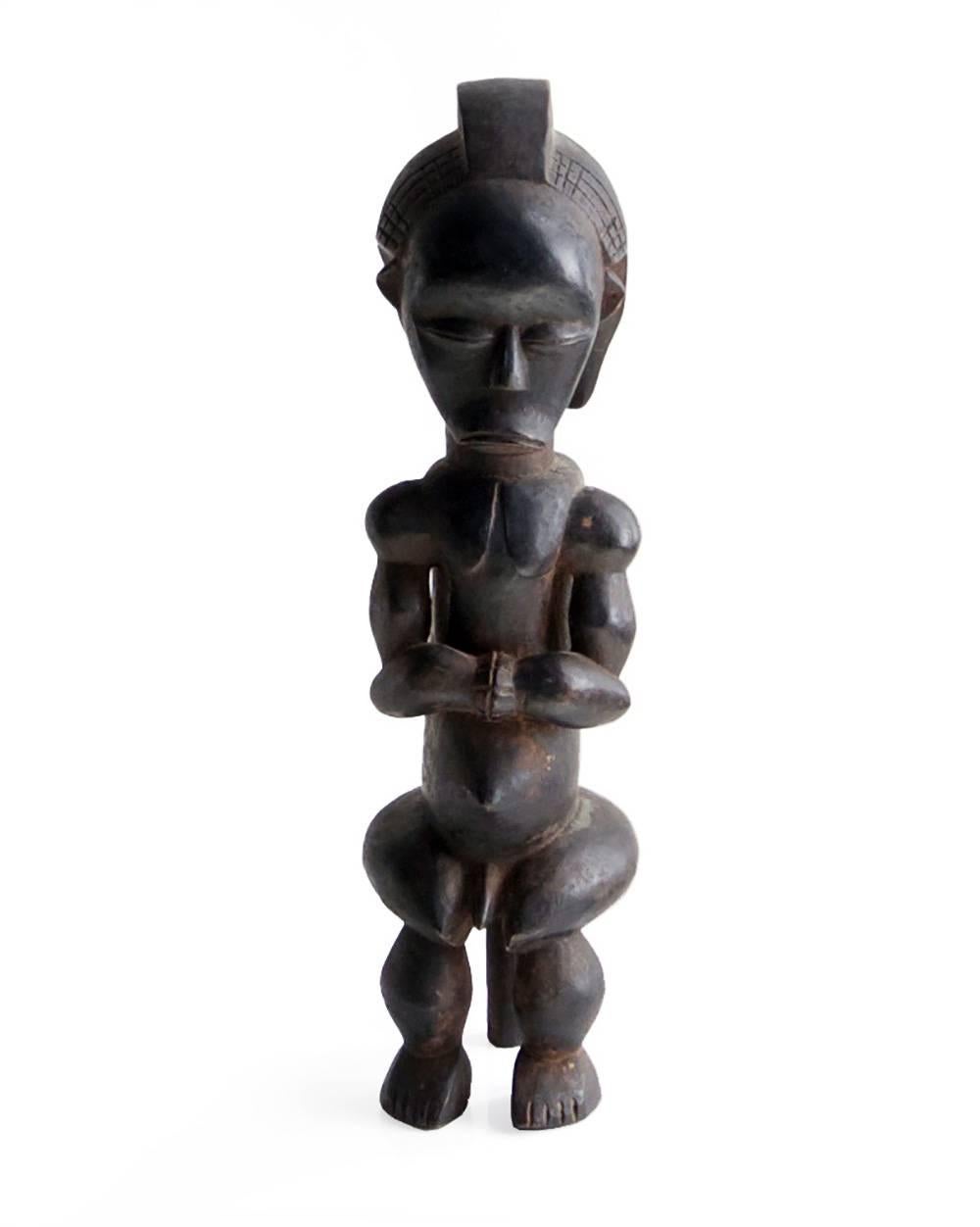 Charming Male and Female Pair of Seated African Fang Sculptures In Good Condition In Houston, TX