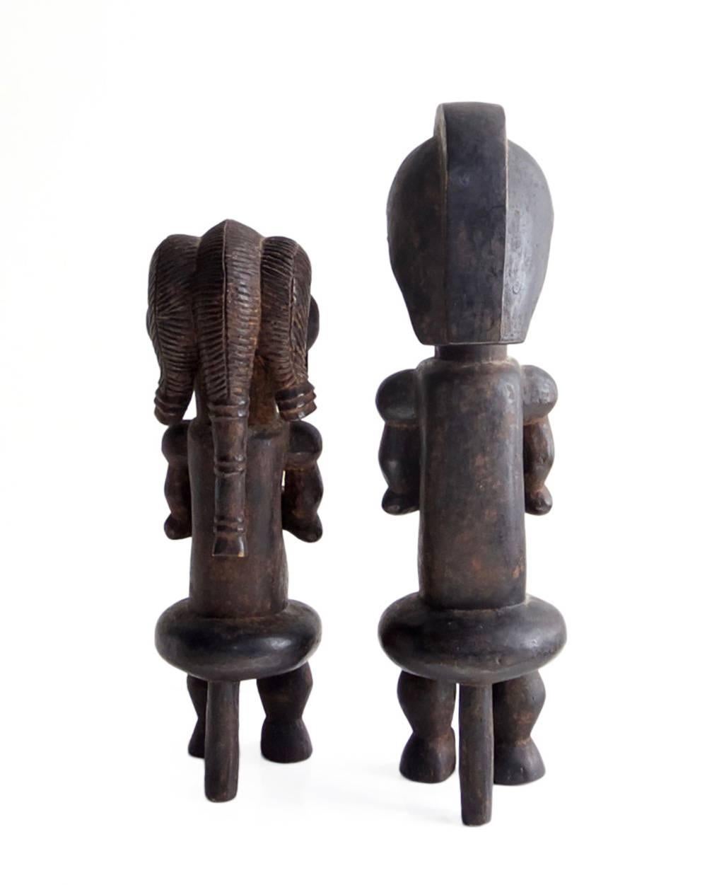 20th Century Charming Male and Female Pair of Seated African Fang Sculptures