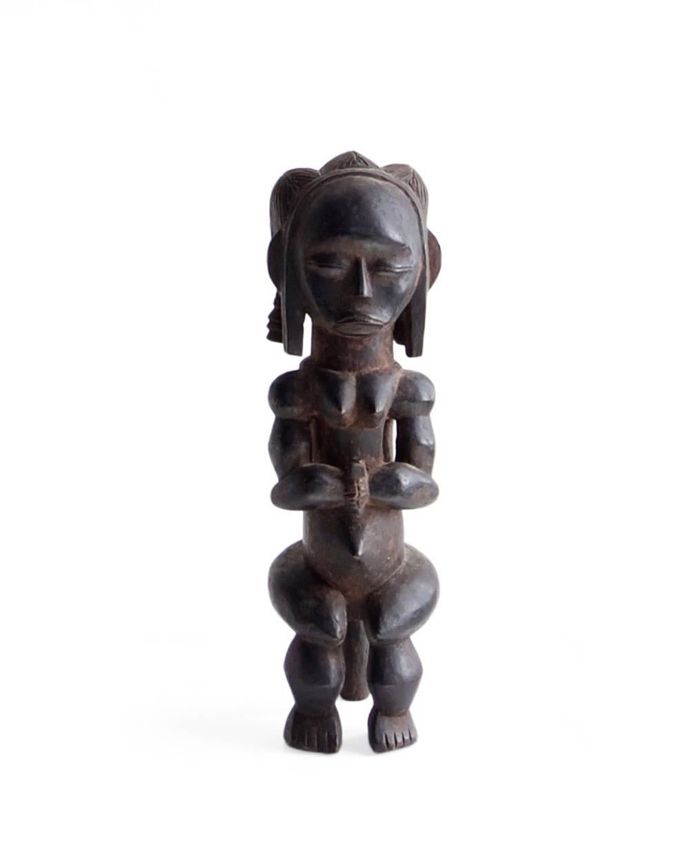 Wood Charming Male and Female Pair of Seated African Fang Sculptures