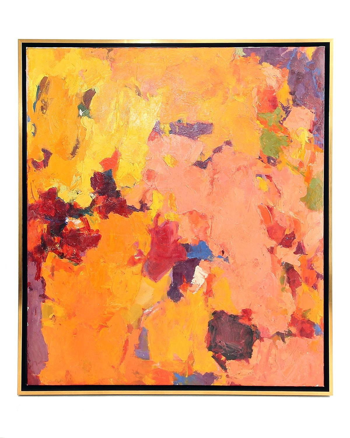 Carol Haerer Framed Multi-Color Abstract Oil on Canvas Painting, circa 1957 For Sale 3