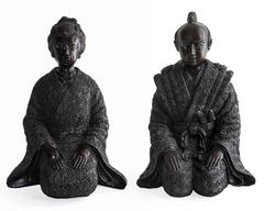 Pair of Maitland-Smith Japanese Bronze Figures, Samaraui and Geisha