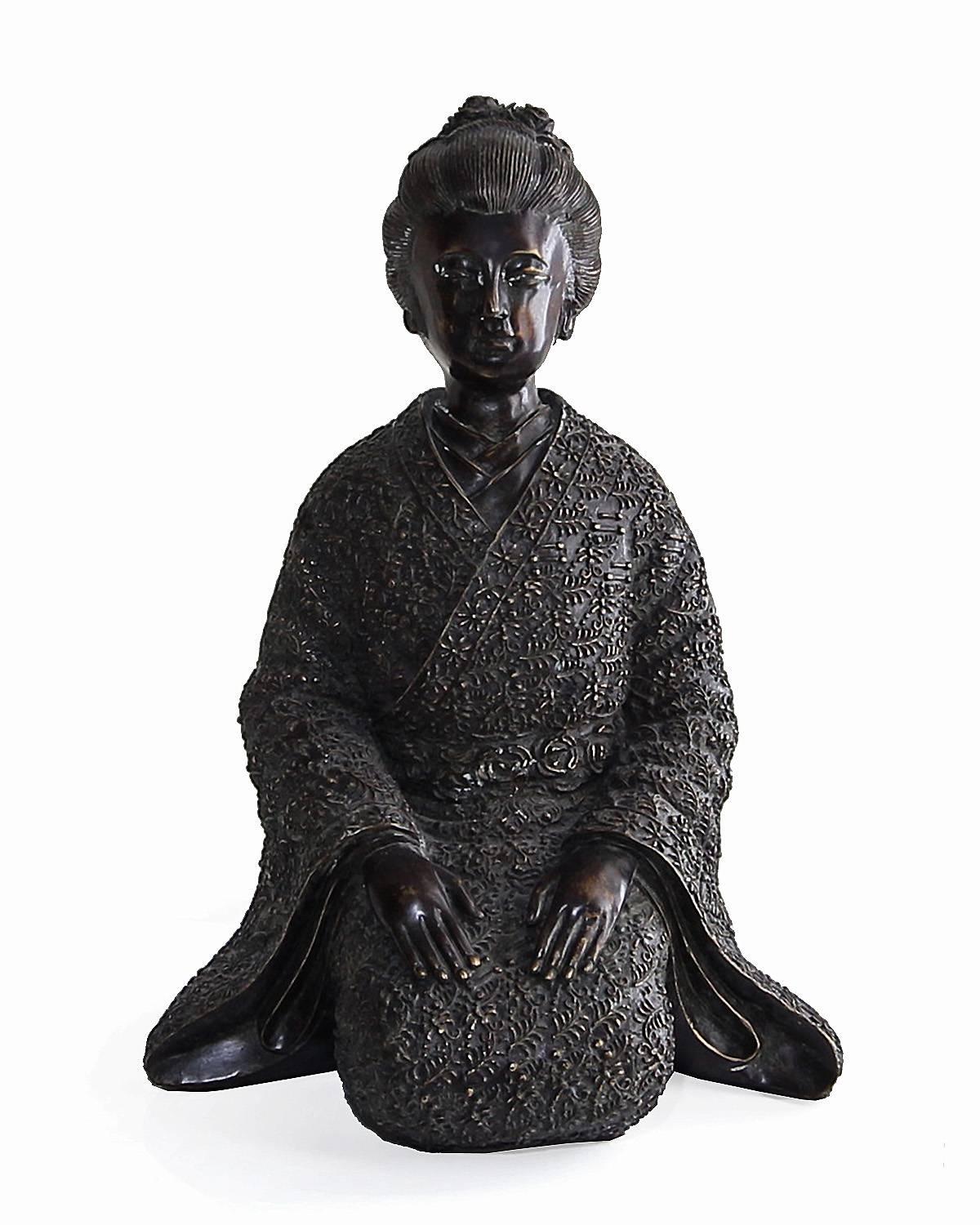 Philippine Pair of Maitland-Smith Japanese Bronze Figures, Samaraui and Geisha