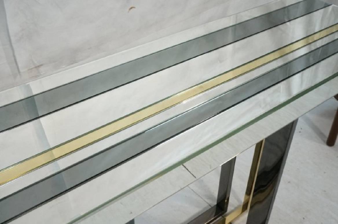 Tri Color Striped Mirror Console Table in the Style of Romeo Rega For Sale 2